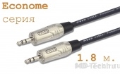 MD Cable EcA-J3S-J3S-1,8 Профессиональный симметричный микрофонный кабель (MI2023), Jack 1/8"(3,5мм.) Ст. ( J3C1S) - Jack 1/8"(3,5мм.) Ст. ( J3C1S). Серия Econome. Длина: 1,81м.