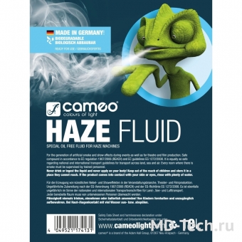 CAMEO HAZE FLUID 10L Жидкость для дыма низкой плотности и длительного времени, 10 л без масла