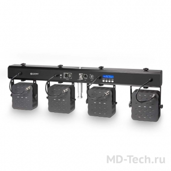 Cameo MULTI PAR 2 SET Комплект с 4-мя светодиодными светильниками ( 4х 7 x 3Вт RGB) с транспортным чехлом, 4 педальным ножным переключателем и подставкой